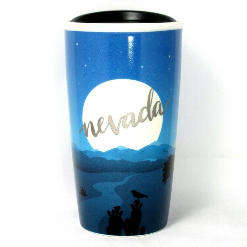 Starbucks Nevada Tumbler Las Vegas Desert Moon Night Blue Ceramic Mug Cup 12oz